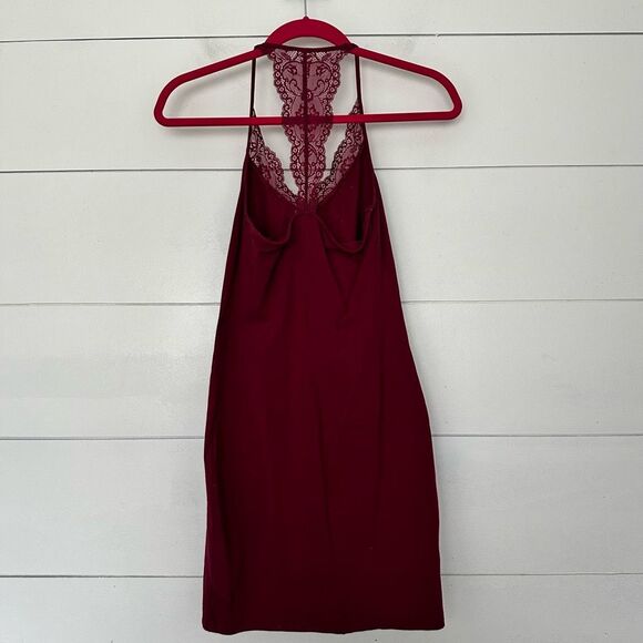 Express Women’s Extra Small Maroon Vneck Racerback Lace Dress - Picture 4 of 5